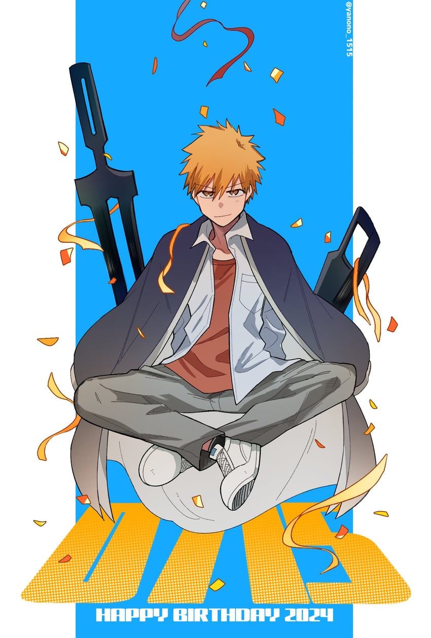 kurosaki ichigo (bleach and 1 more) drawn by yanono_015