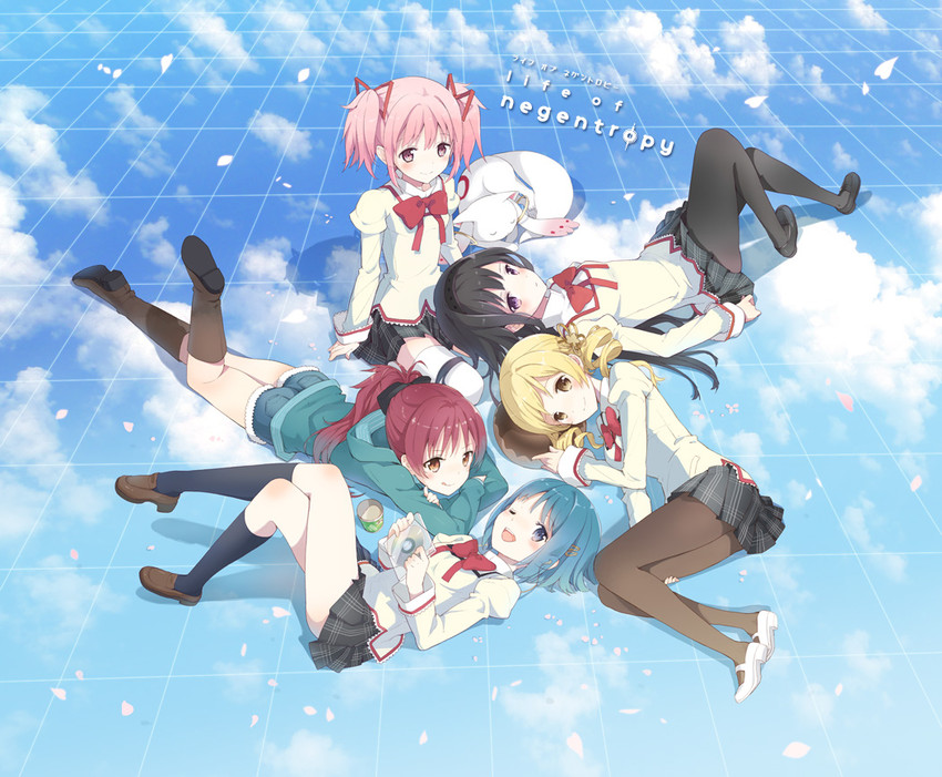 akemi homura, kaname madoka, miki sayaka, sakura kyoko, tomoe mami, and 1 more (mahou shoujo madoka magica) drawn by tiv