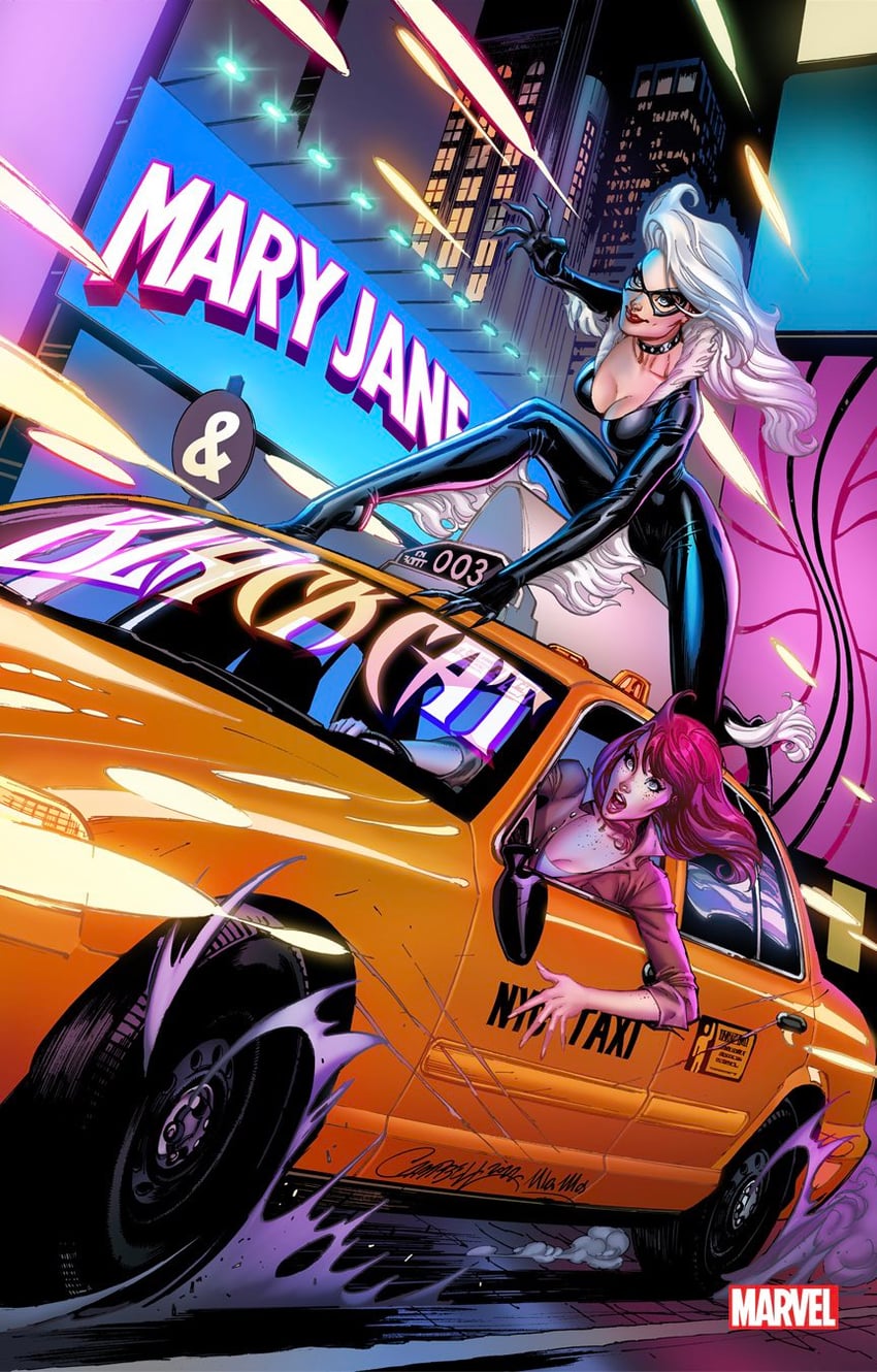 black cat, felicia hardy, and mary jane watson (marvel and 1 more) drawn by j._scott_campbell and ula_mos