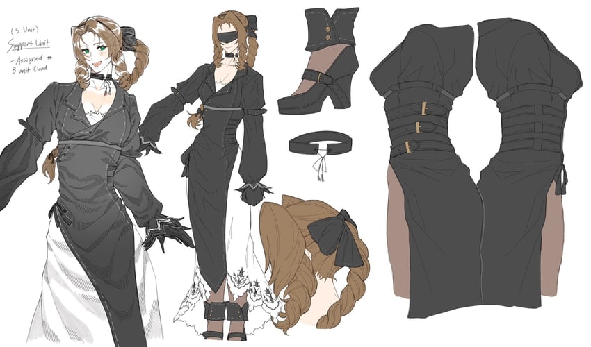 aerith gainsborough (final fantasy and 5 more) drawn by bubtea