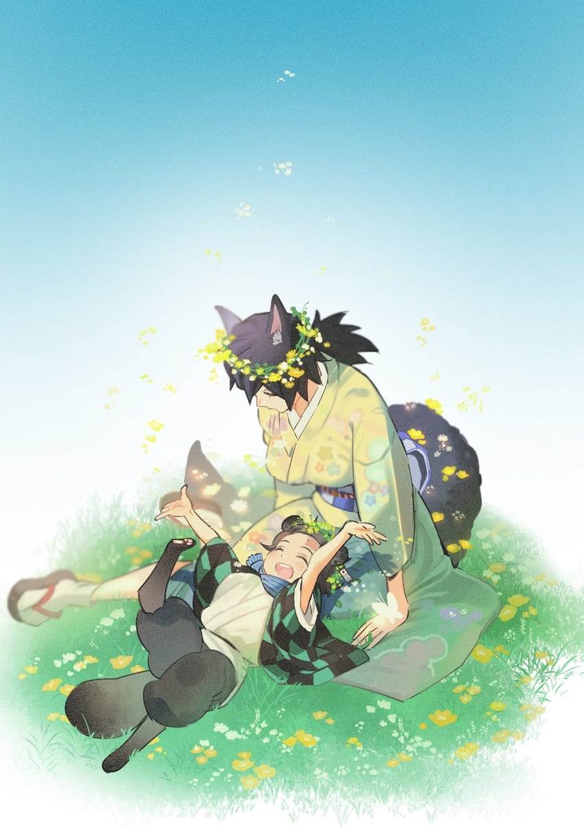 kamado tanjirou and tomioka giyuu (kimetsu no yaiba) drawn by yeobojagiaegi