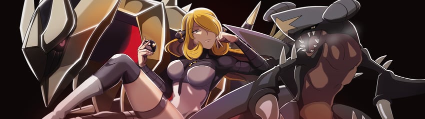 cynthia, garchomp, and giratina (pokemon and 1 more) drawn by vivivoovoo