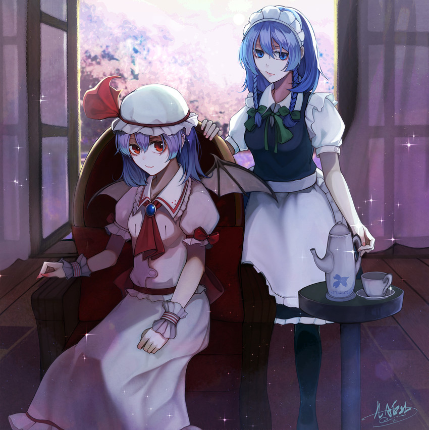 remilia scarlet and izayoi sakuya (touhou) drawn by scroll_lock_(scrool5)