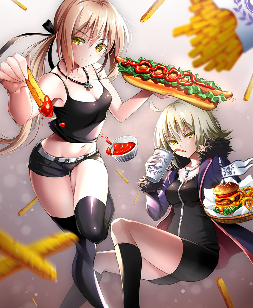 artoria pendragon, jeanne d'arc alter, and saber alter (fate and 1 more) drawn by suishougensou