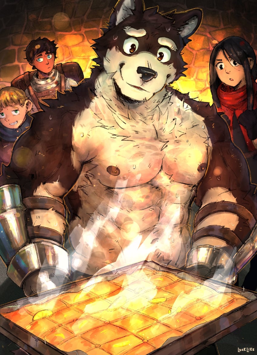 kabru, mickbell tomas, kuro, and rin (dungeon meshi) drawn by luck_like