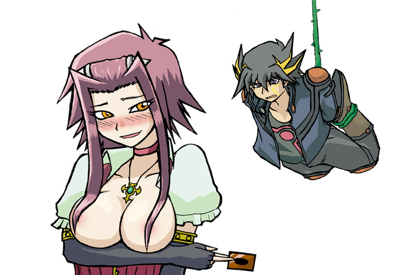 fudo yusei and izayoi aki (yu-gi-oh! and 1 more) drawn by moyashi_no_kusatta_yatsu