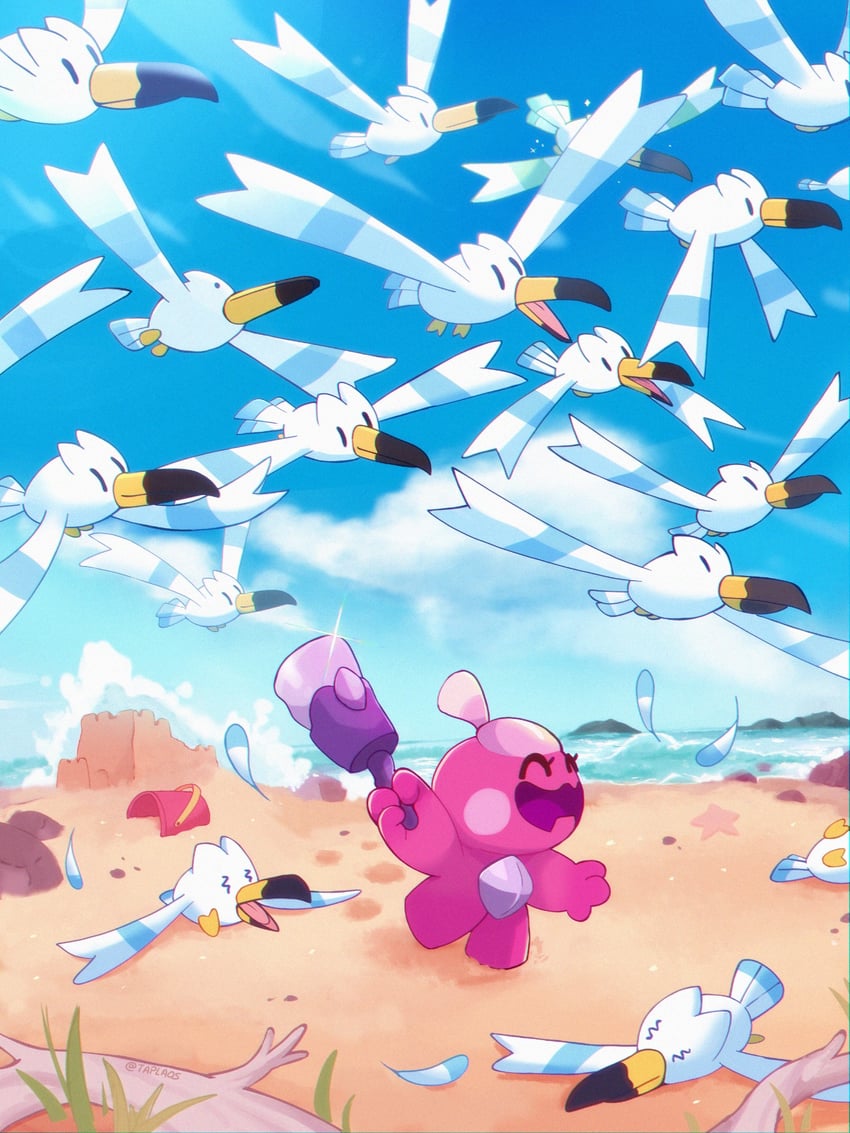 ditto, wingull, transformed ditto, and tinkatink (pokemon) drawn by taplaos