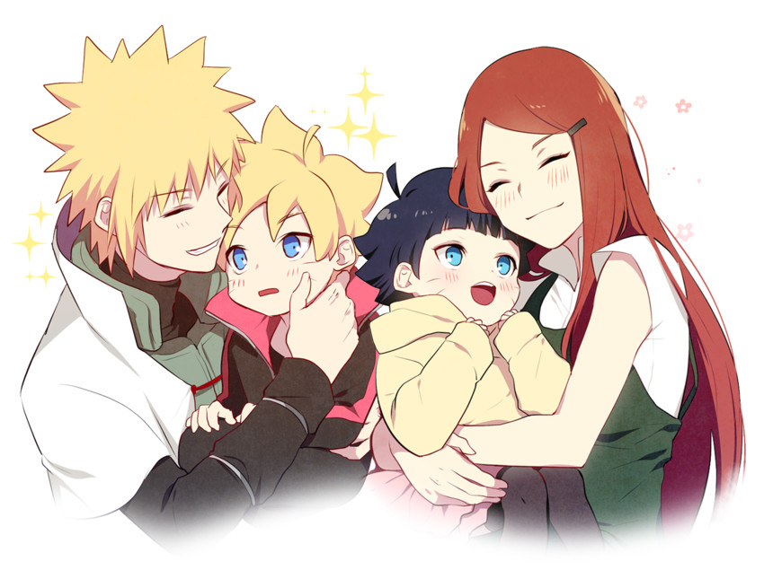 uzumaki boruto, uzumaki himawari, uzumaki kushina, and namikaze minato (naruto and 1 more) drawn by nipye