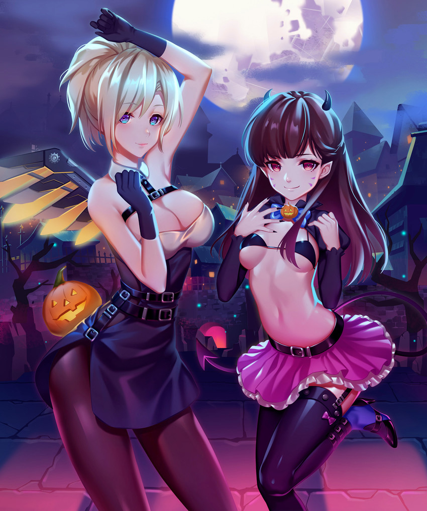 d.va and mercy (overwatch and 1 more) drawn by littleamber