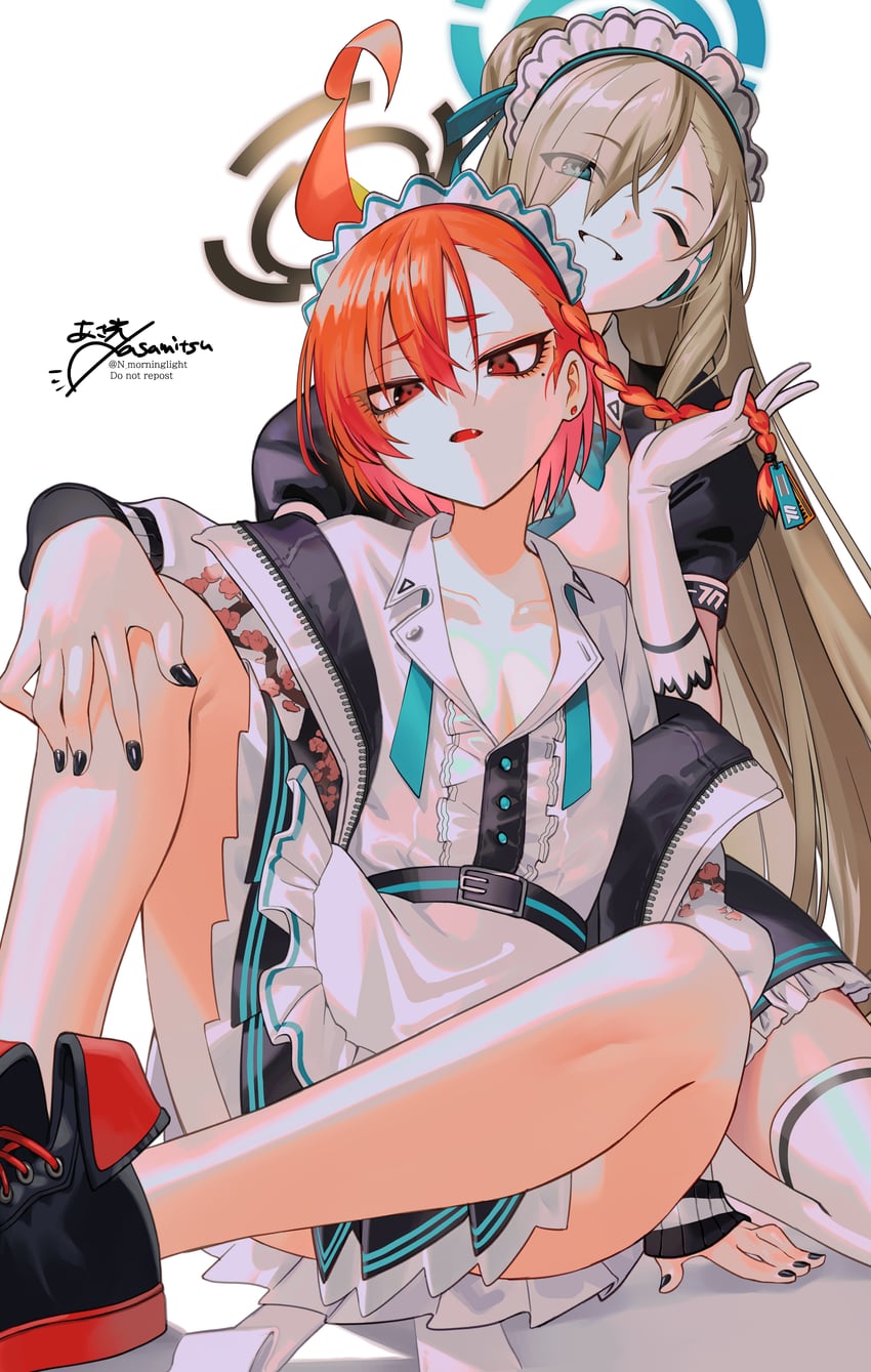 asuna and neru (blue archive) drawn by asamitsu_(n_morninglight)