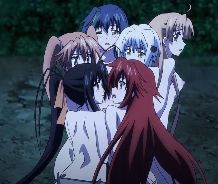 rias gremory, himejima akeno, xenovia quarta, toujou koneko, asia argento, and 1 more (high school dxd)