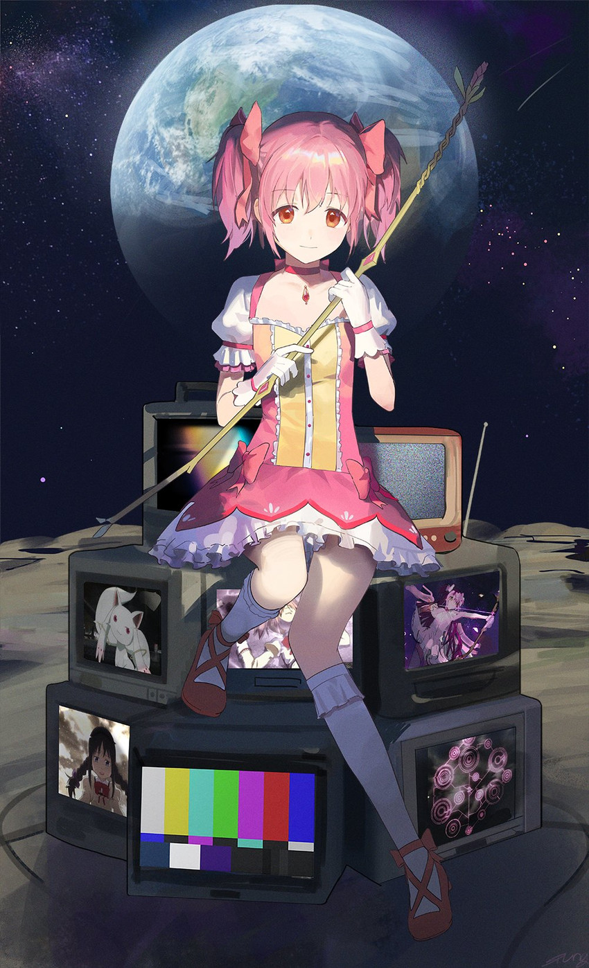 akemi homura, kaname madoka, kyubey, and ultimate madoka (mahou shoujo madoka magica) drawn by spung