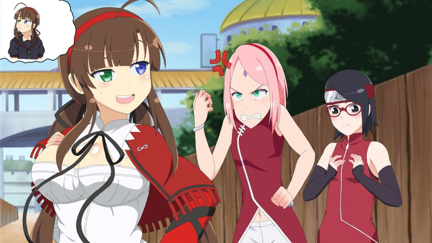 haruno sakura, uchiha sarada, and ryoubi (naruto and 3 more) drawn by asuno_ferro_2