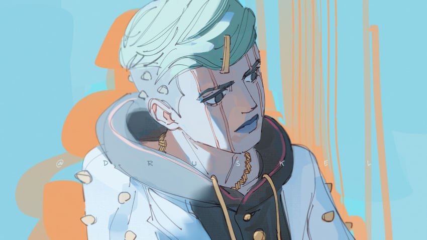 higashikata jobin (jojo no kimyou na bouken and 1 more) drawn by druskel