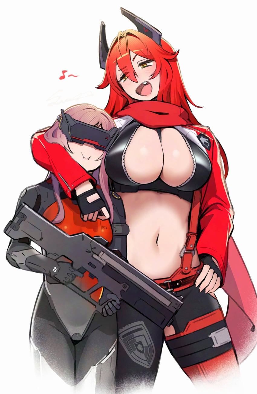 red hood and rapi (goddess of victory: nikke) drawn by sawasa
