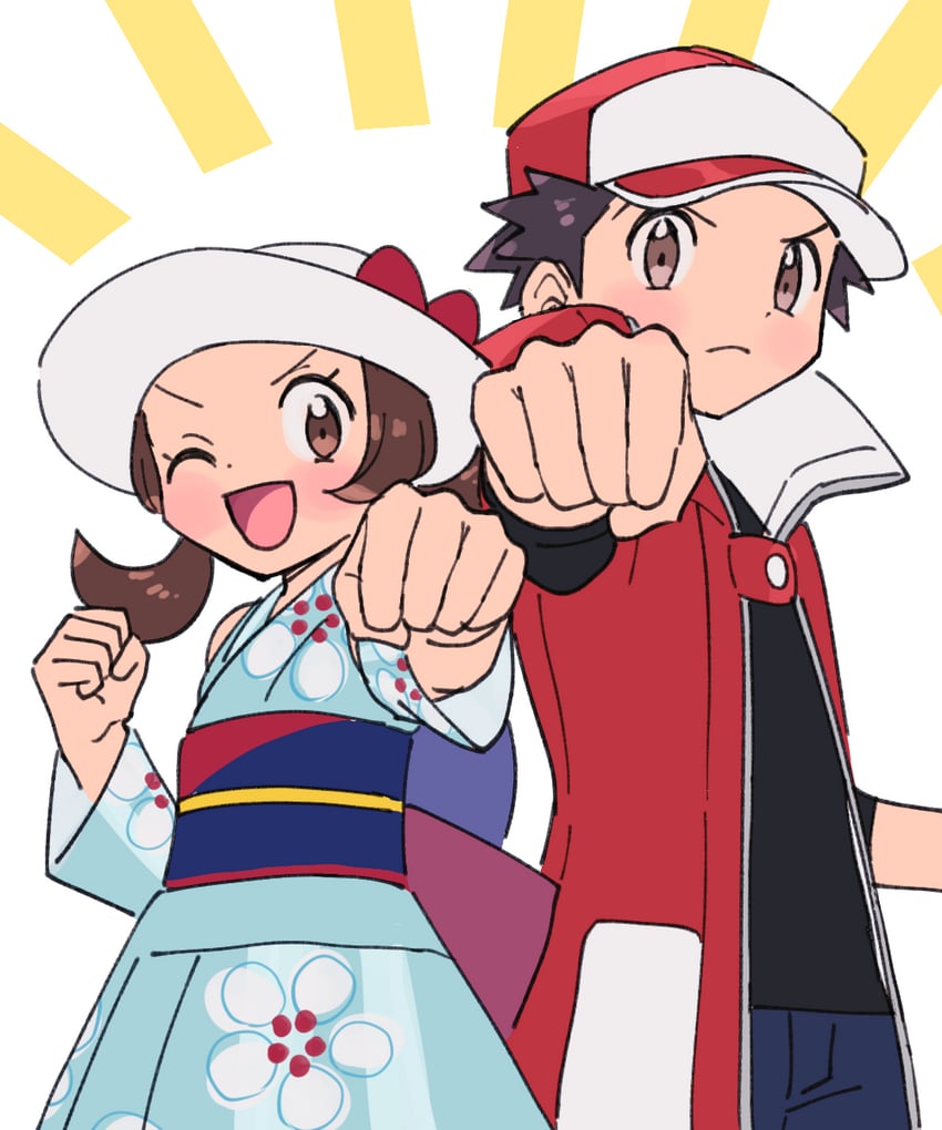 red and lyra (pokemon and 1 more) drawn by pumpkinpan