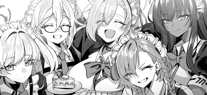 asuna, toki, karin, neru, and akane (blue archive) drawn by kamiyama_sumu
