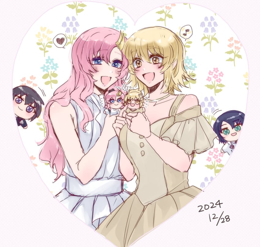 cagalli yula athha, athrun zala, lacus clyne, and kira yamato (gundam and 2 more) drawn by nun_(eri)