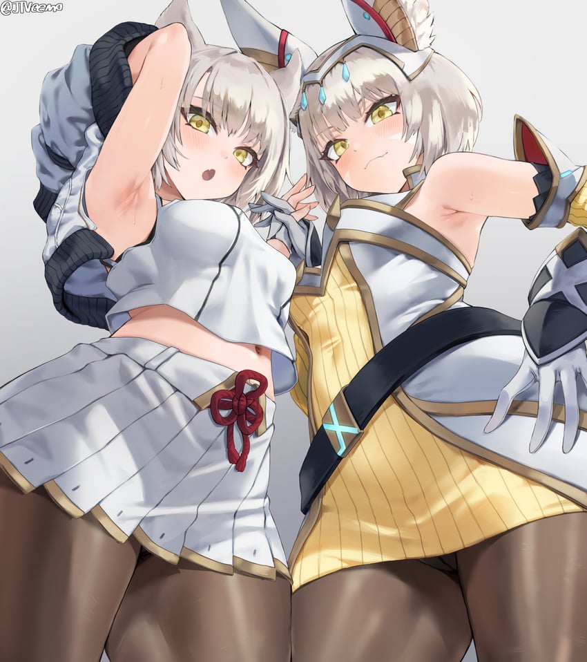nia and mio (xenoblade chronicles and 1 more) drawn by jtveemo