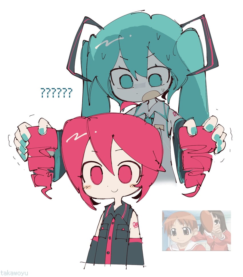 hatsune miku and kasane teto (vocaloid and 1 more) drawn by takawoyu