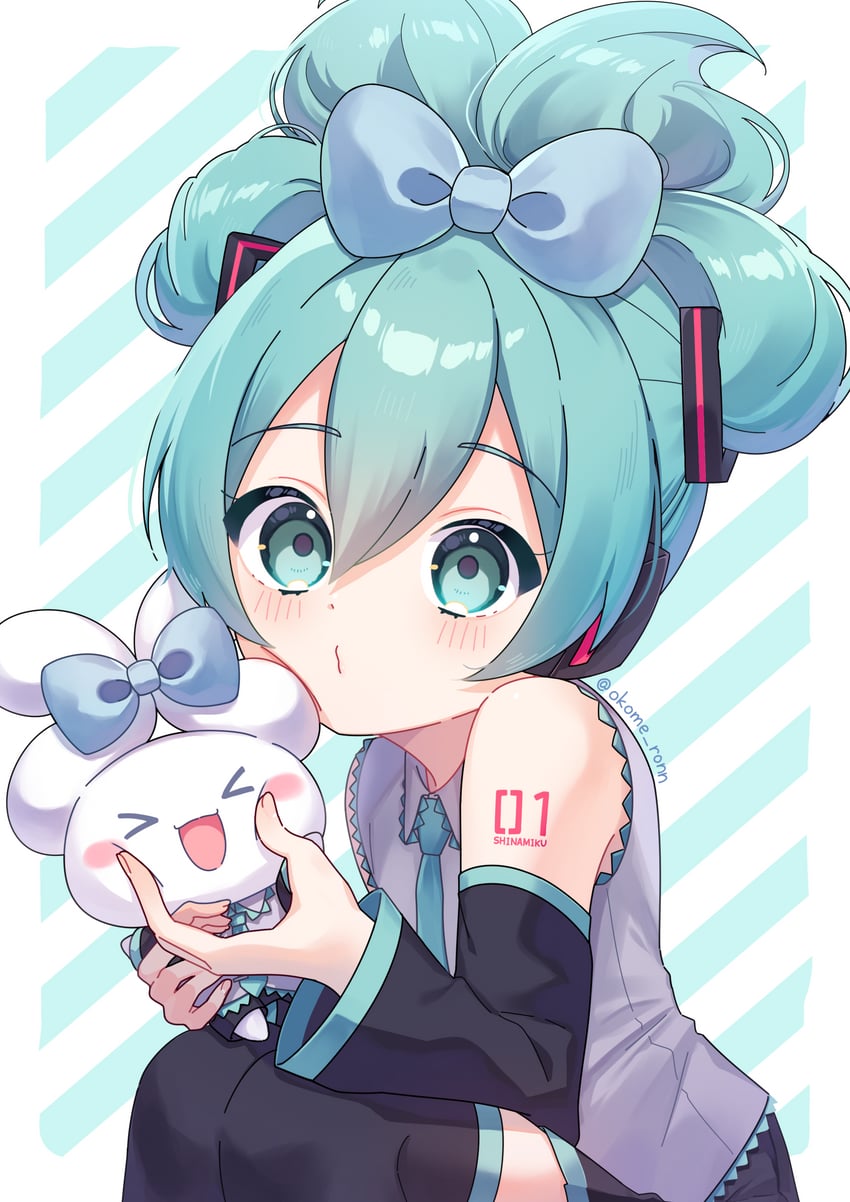 hatsune miku, cinnamoroll, and cinnamiku (vocaloid and 2 more) drawn by meronnpannpi