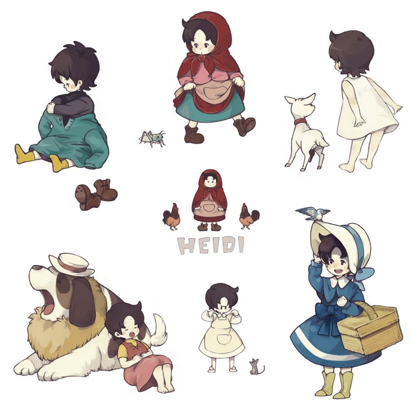 heidi, yuki, and joseph (world masterpiece theater and 1 more) drawn by pettyraps