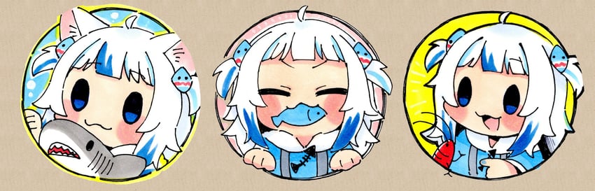 gawr gura, ebi-chan, and smol gura (hololive and 1 more) drawn by same_anko