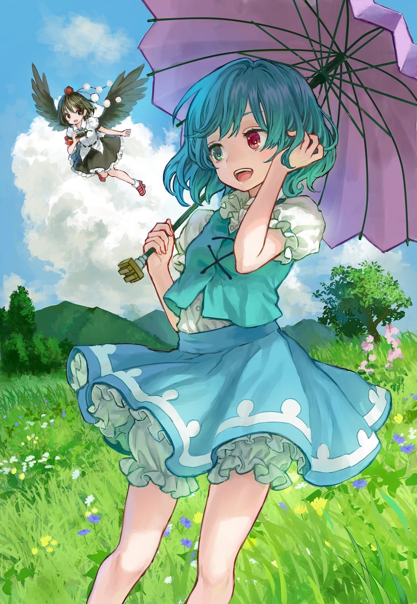 shameimaru aya and tatara kogasa (touhou and 1 more) drawn by ama-tou