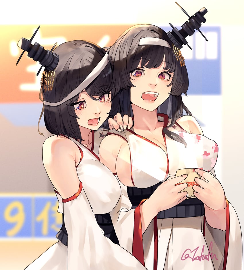 yamashiro, fusou, yamashiro kai ni, and fusou kai ni (kantai collection) drawn by fuwafuwatoufu