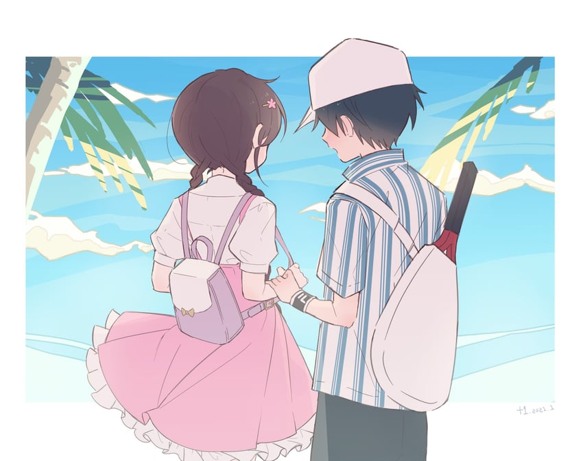 echizen ryooma and ryuuzaki sakuno (tennis no ouji-sama) drawn by +1_(yakusoku0722)