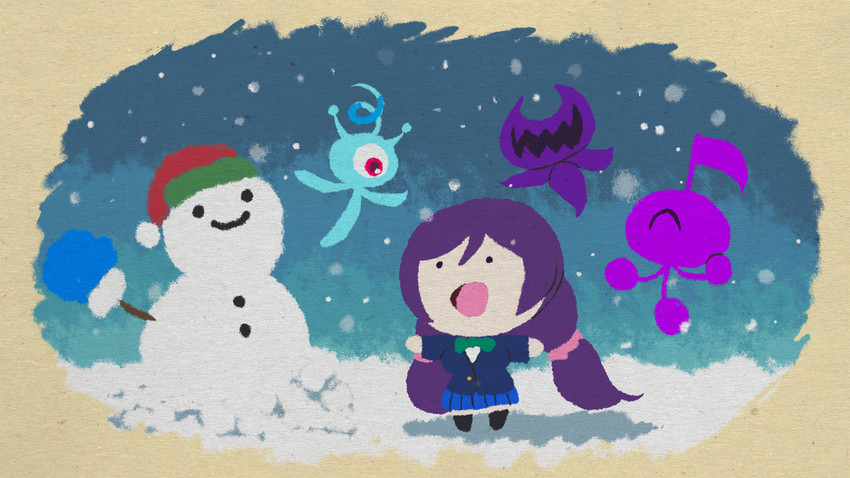 tojo nozomi, wisp, yacker the wisp, smol nozomi, purple wisp, and 1 more (love live! and 3 more) drawn by triple-q