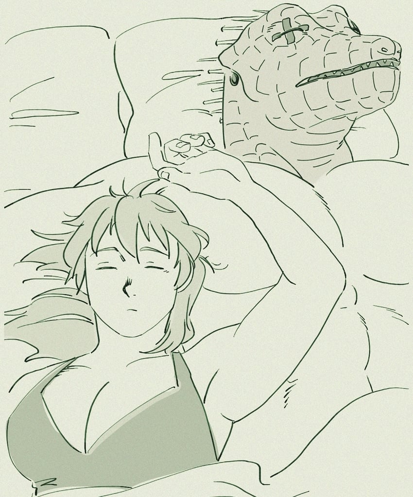 nikaidou and caiman (dorohedoro) drawn by jade_drop