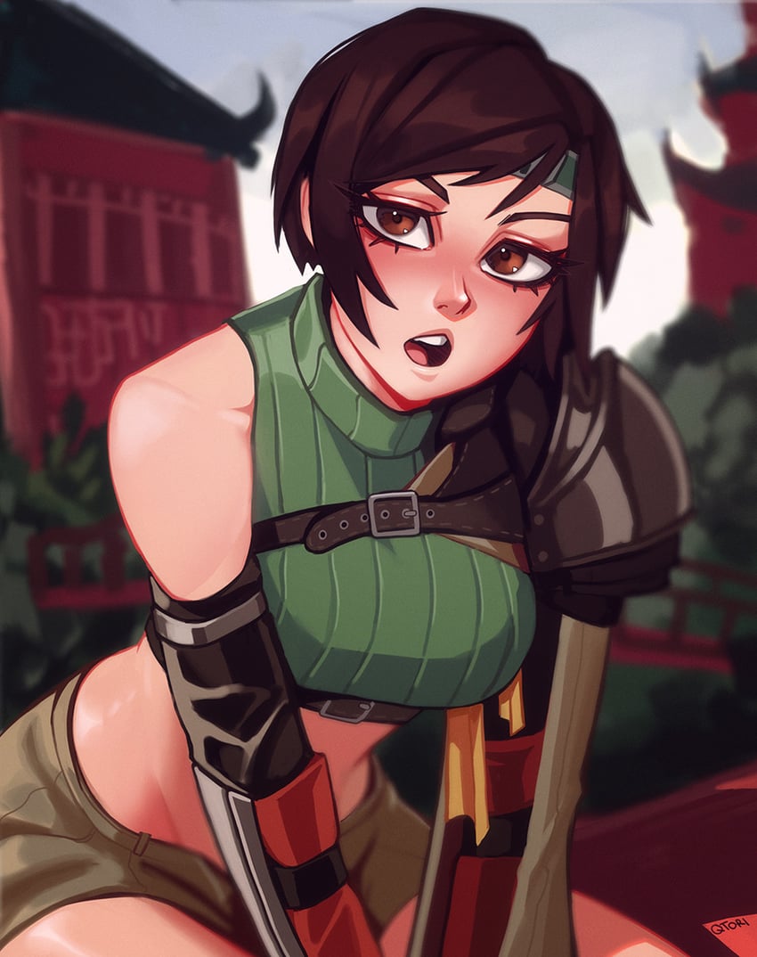 yuffie kisaragi (final fantasy and 2 more) drawn by qtori