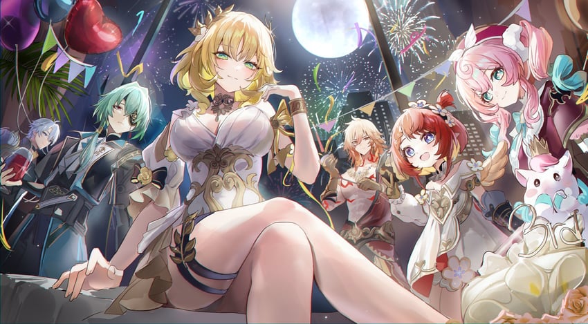 phainon, mydei, aglaea, anaxa, hyacine, and 2 more (honkai and 1 more) drawn by mungduck