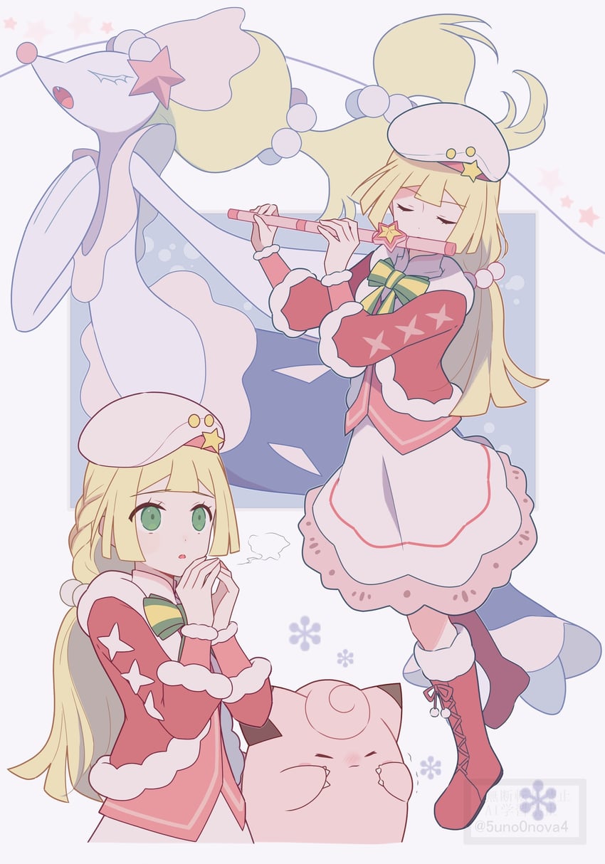 clefairy, primarina, and lillie (pokemon and 1 more) drawn by 343rone