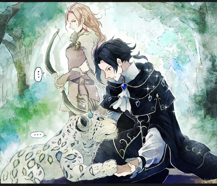 cyrus albright, h'aanit, and linde (octopath traveler and 1 more) drawn by okii