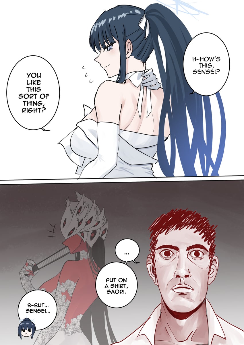 sensei, saori, and beatrice (blue archive and 1 more) drawn by maven_(madeinheaven_23)