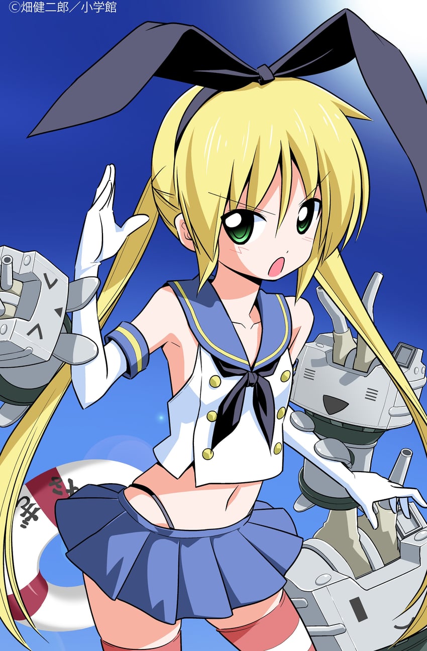 shimakaze, rensouhou-chan, and sanzen'in nagi (kantai collection and 1 more) drawn by hata_kenjirou