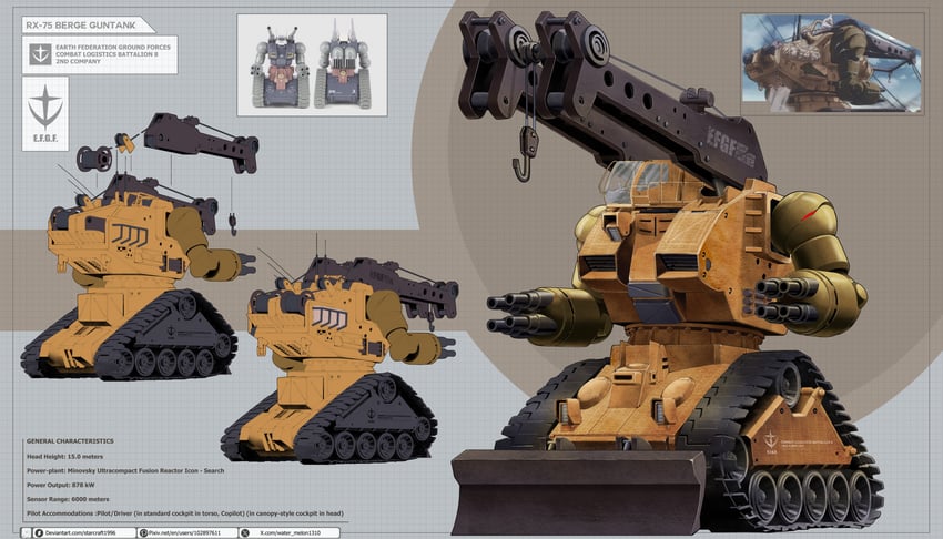 guntank and berge guntank (gundam and 1 more) drawn by watermelonsfw