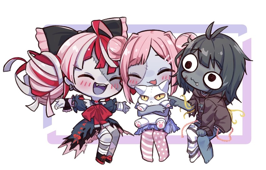 kureiji ollie, zonbko, and ajisai eurydice (hololive and 2 more) drawn by vyolfers