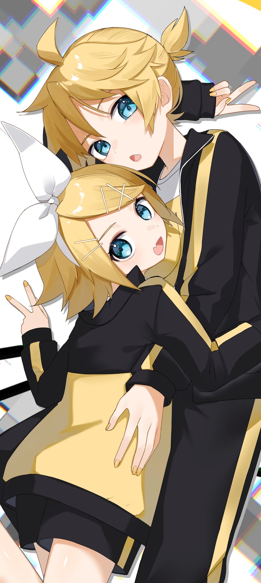 kagamine rin and kagamine len (vocaloid and 1 more) drawn by reirou_(chokoonnpu)