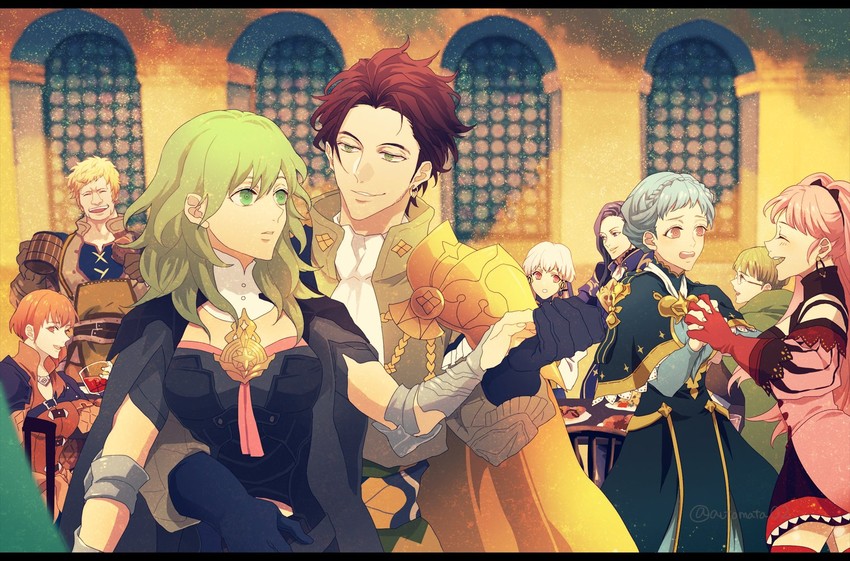 hilda valentine goneril, lysithea von ordelia, marianne von edmund, claude von riegan, female byleth, and 4 more (fire emblem and 1 more) drawn by tetsuo_(watson)