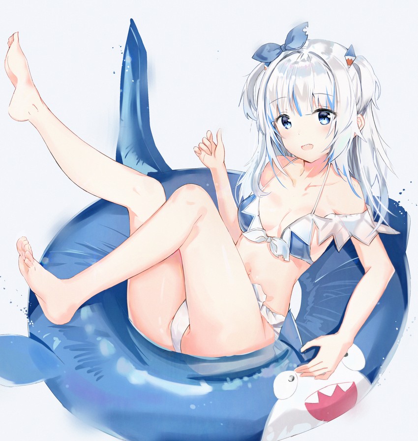 gawr gura and bloop (hololive and 1 more) drawn by dedeko