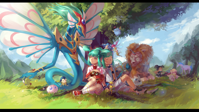 luca, lua, white magician pikeru, mokey mokey, ebon magician curran, and 12 more (yu-gi-oh! and 1 more) drawn by li_jing