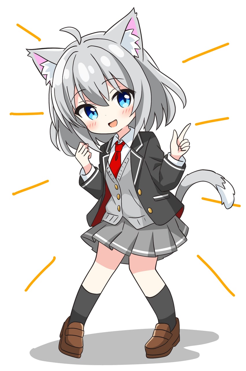 grey-haired cat girl (original) drawn by kotatsu-mazoku