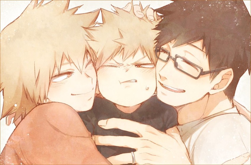 bakugou katsuki, bakugou mitsuki, and bakugou masaru (boku no hero academia) drawn by maneki-neko_(fujifuji)