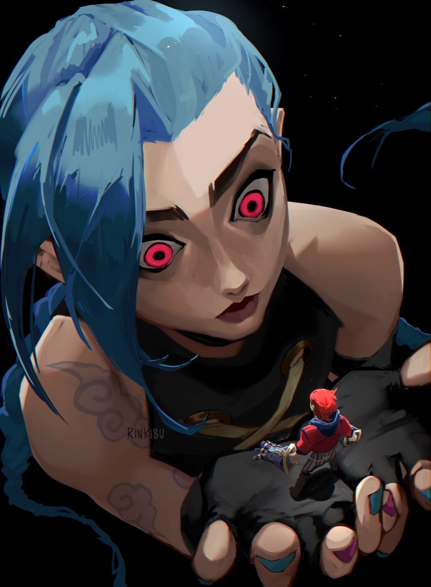 jinx, vi, arcane jinx, and arcane vi (league of legends and 1 more) drawn by sara_(rinkibu)
