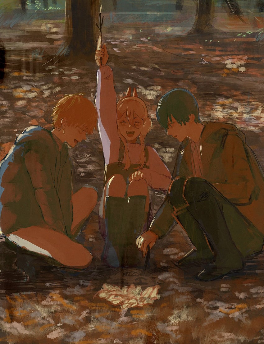 power, denji, and hayakawa aki (chainsaw man) drawn by fuyukonbu