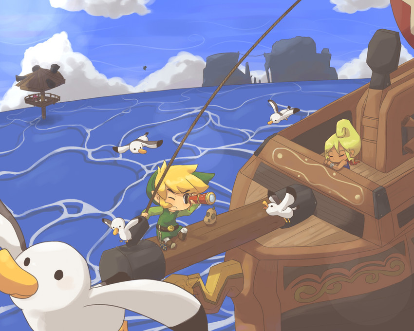 link, toon link, and tetra (the legend of zelda and 1 more) drawn by tsutsuji