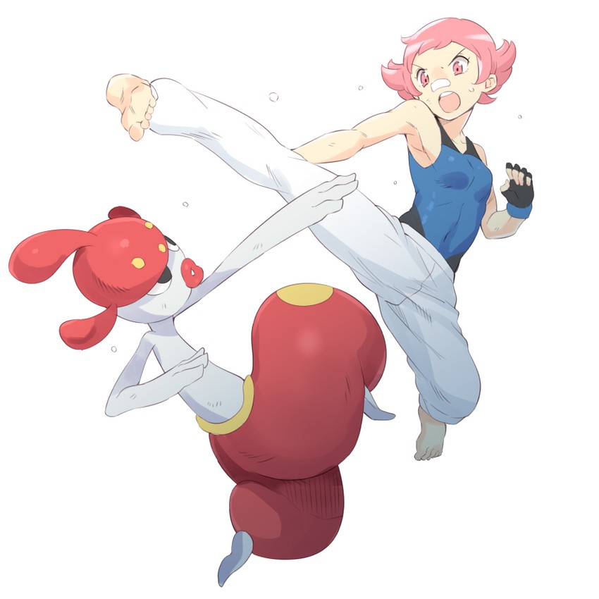 maylene and medicham (pokemon and 1 more) drawn by drawfag